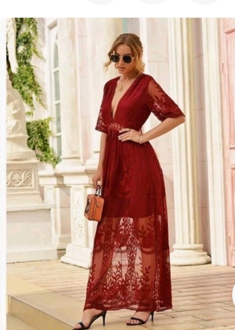 Leter  Cranberry Lace Siren Sheer  Valentine Dress  Romantic  Boho  Goth  L